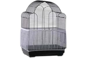 pranovo Bird Cage Seed Catcher Seeds Guard Parrot Nylon Mesh Net Cover Stretchy Shell Skirt Traps Cage Basket Soft Airy (White)