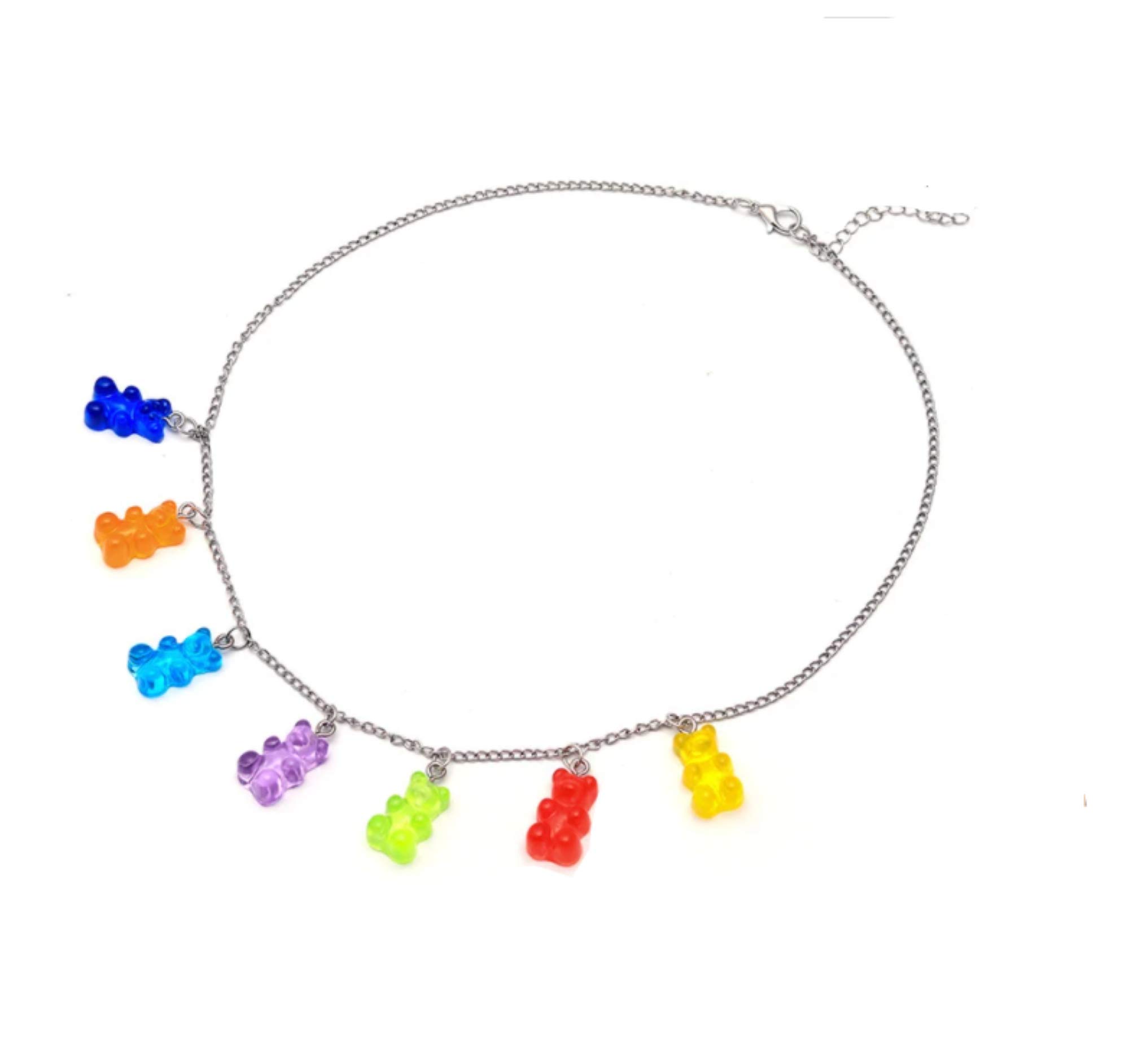 CrownOfRibbons Faux Gummy Bear Necklace, Jelly Sweet Charm Pendant for Women, in an Organza Gift Bag