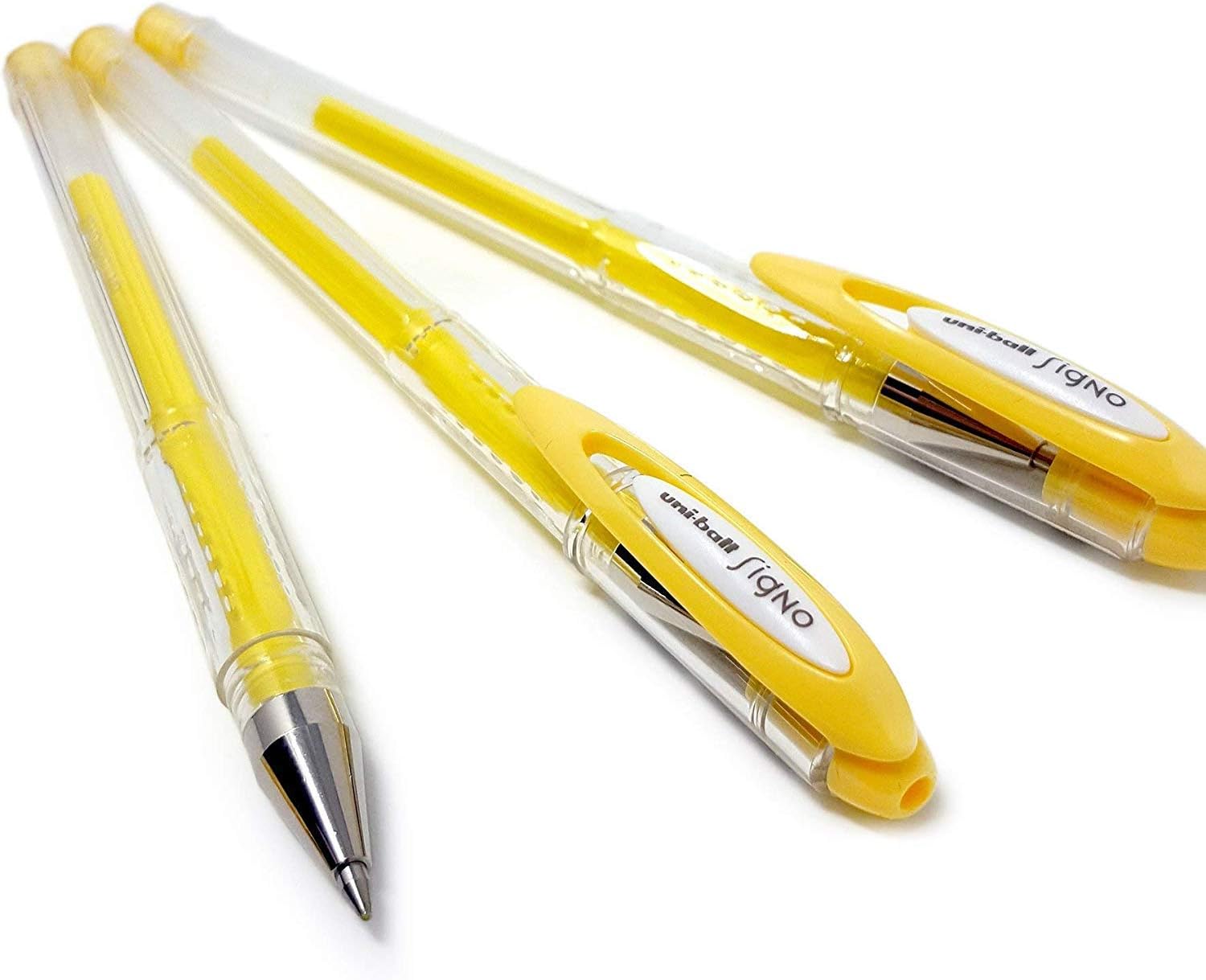 Uni Ball Signo Gel Rollerball Pen - Angelic Pastel Colour - UM-120AC - Set of 3 - Pastel Yellow