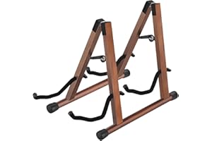 MOREYES Double Guitar Stand, Acoustic Guitar Stand for Multiple Guitars, Folding A-Frame Electric Guitar Stand, Wooden Guitar Stands Floor For School Music Program, Concerts, Easy to Assemble