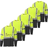 SAFIELD Hi Vis Safety Shirts for Men Reflective,High Visibility Work T-Shirt Short Long Sleeve with Pocket, 3 and 5 Pack