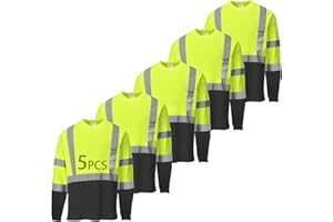 SAFIELD Hi Vis Safety Shirts for Men Reflective,High Visibility Work T-Shirt Short Long Sleeve with Pocket, 3 and 5 Pack