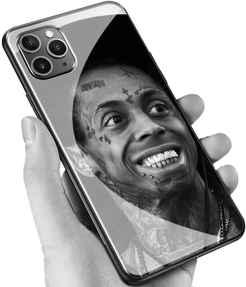 Luxury Black Cover for iPhone 11 Pro Max Phone Case,9H Tempered Glass Back Cover Soft Silicone Anti Scratch Bumper Design LC-173 Lil Wayne Rapper Protective Case