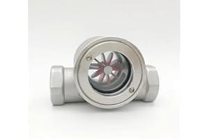 3/8" 1/2" 3/4" 1" -2" BSP Female Window Sight Glass Flow Indicator with Impeller 304 Stainless Steel Water Oil Flow Indicator