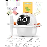 Kids Drawing Robot, Rechargeable Interactive Educational Drawing Machine | 200+ Cards &amp; 12 Pens, Type-C Charging, Montessori Painting Learning Toy, Christmas Birthday Gift for Boys &amp; Girls Age 3-8