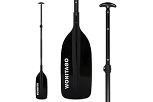 WONITAGO Canoe Paddles Aluminum Paddle with Plastic Blades Floating Adjustable Canoeing and Boating Oars, 122-152 cm/4-5 Ft, Black/Yellow