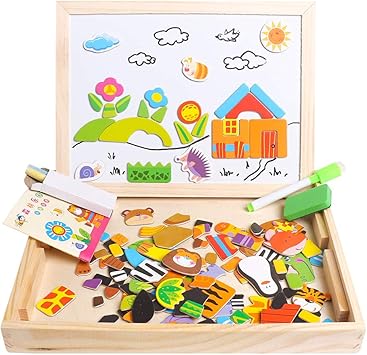 Magnetic Wooden Puzzle Kids Educational 