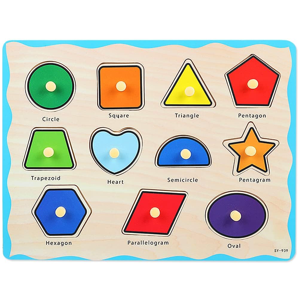 Wooden Puzzles for 3 Year Old Montessori Preschool Toys for baby and Toddlers, Early Education Games Wooden Toy 3 4 5Gift for Boy or Girl. (Shapes) — image 1
