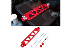 GLSOWEE Battery Hold Down Bracket, Battery Tray Aluminum Alloy Battery Tie Down Mount Bracket, Lock Accessories with Stainless Steel J Bolts for Car Battery Mount Bracket Hold