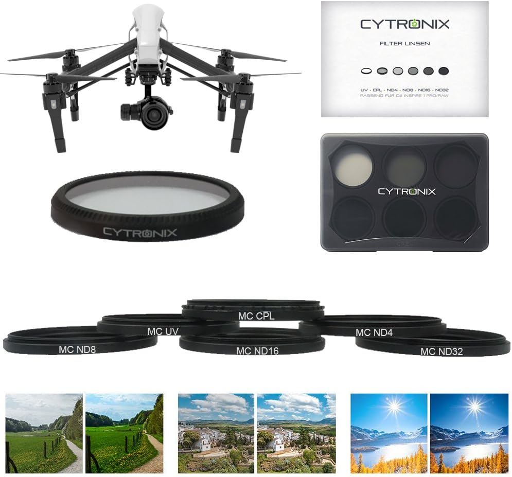 Lens Filter Camera Lens Filter Drone Kit 6 Lens Filter Set UV CPL ND4 ND8 ND16 ND32 Filter for DJI Inspire 1 Pro/Raw Drone Quadcopter Accessory