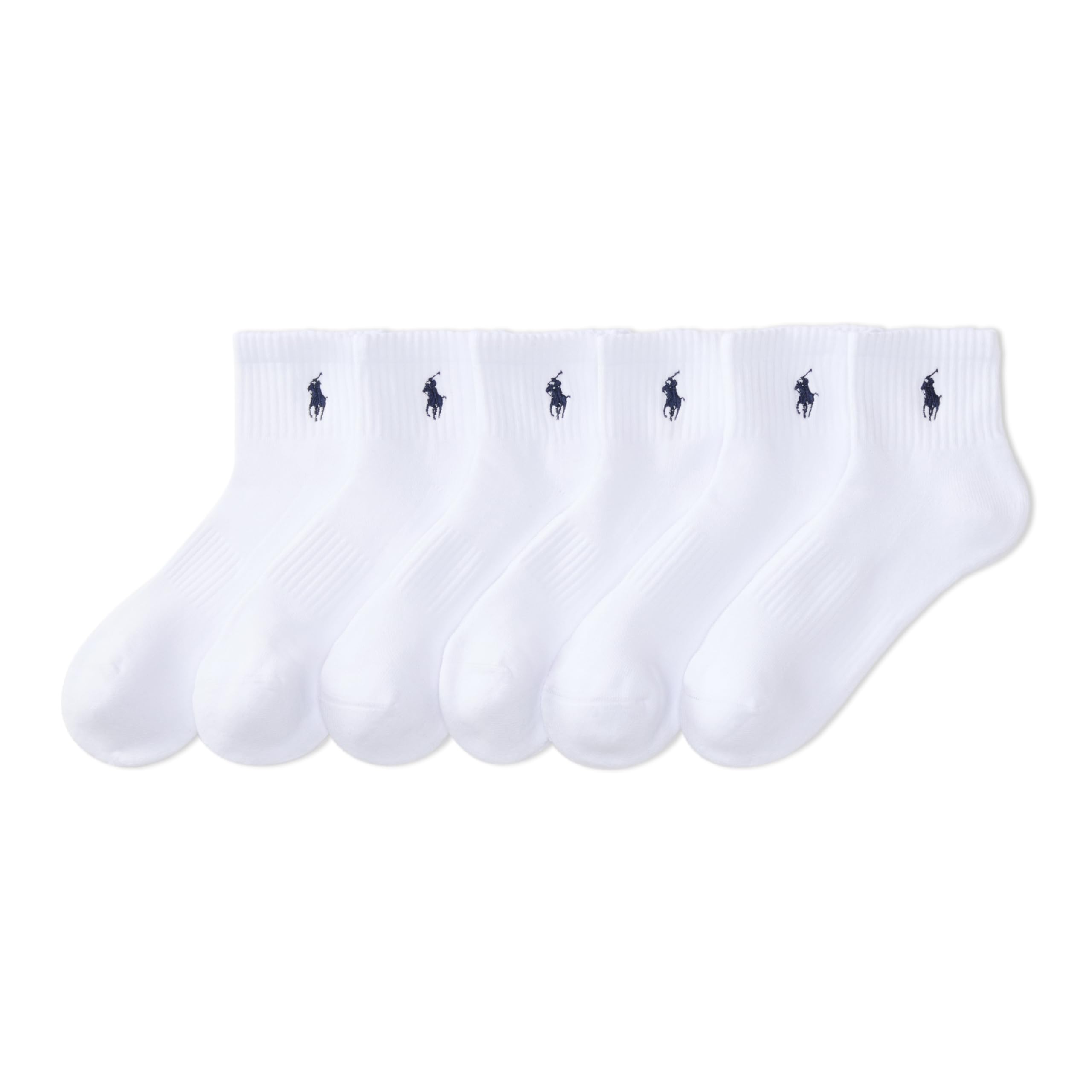 Photo 1 of Polo Ralph Lauren Men's Classic Sport Solid Socks 6 Pair Pack - Cushioned Cotton Comfort, White, 6-12.5