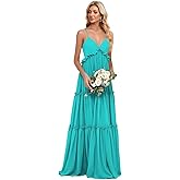 MYDRESS Ruffle Bridesmaid Dresses 2026 Long Empire Waist Spaghetti Strap Cocktail Party Dresses