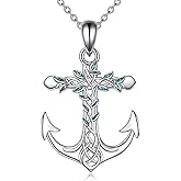 Anchor Necklace for Women Sterling Silver Tree of Life Pendant Necklace Nautical Sailor Jewelry for Women