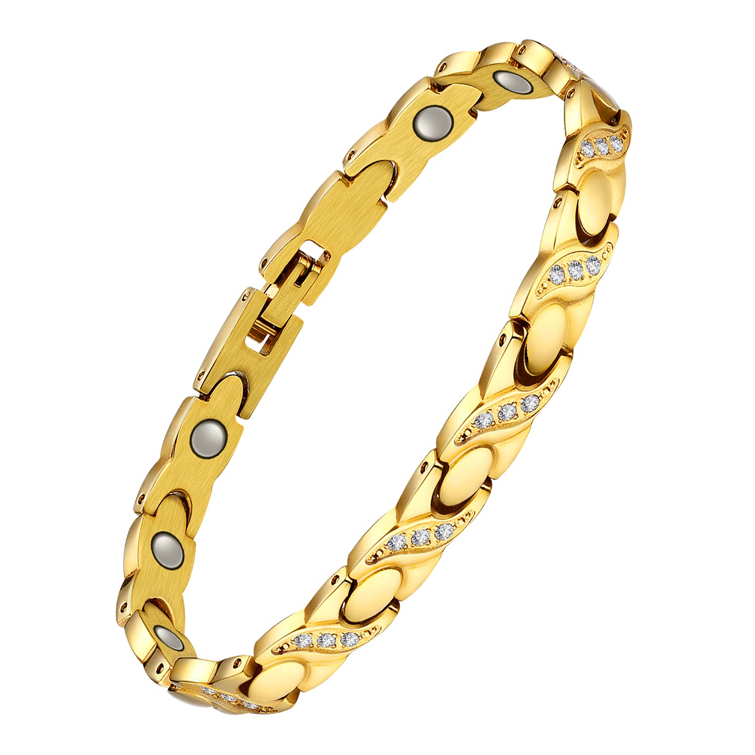 Jeracol Effective Titanium Steel Magnetic Bracelet for Women,Adjustable Bracelet Crystals Design with Strong Magnets,Include Removal Tool & Jewelry Gift Box