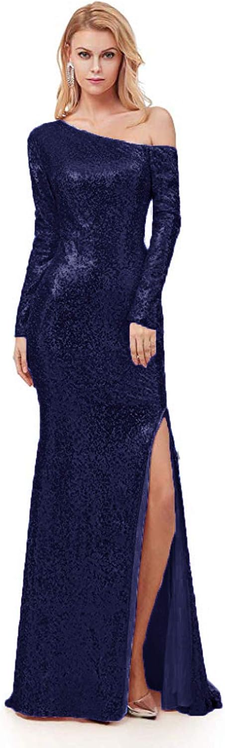 Off Shoulder Long Sleeves Sequin Formal 