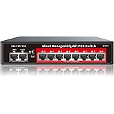 8 Port Gigabit PoE Switch with 2 Gigabit Uplink, 120W Built-in Power, 802.3af/at Compliant, Managed PoE+ Switch Support VLAN, QoS, Fanless Metal, Plug and Play(Desktop/Wall Mount)