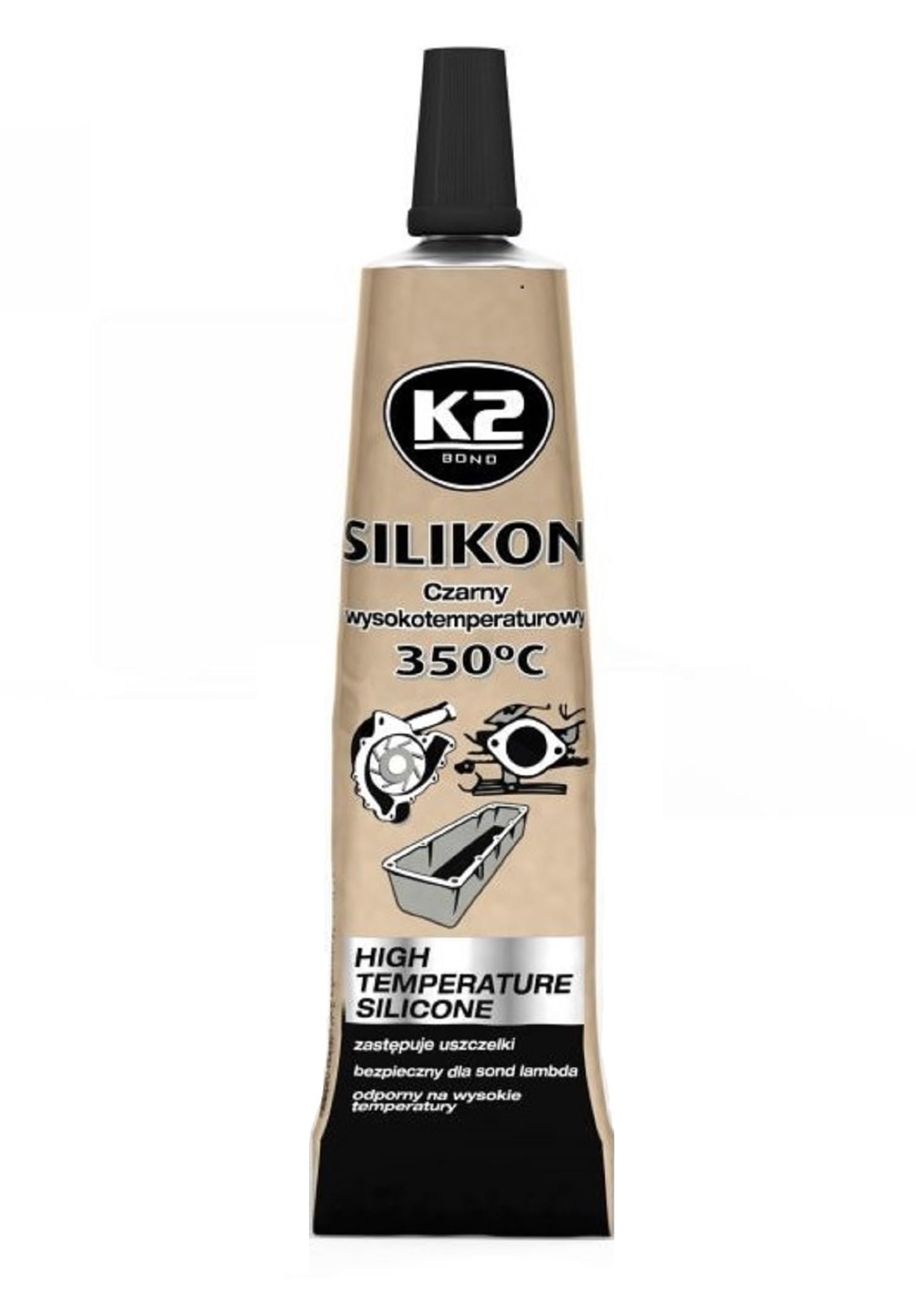 High temperature silicone sealant, silicone sealing compound, heat-resistant sealant for household, car, vehicles, ovens, oven window glazing, electric cookers, stove hobs, cooking surfaces, oil pan, gasket, engine, gearbox, fan pumps, boiler, air conditioners, dryer 85 g + 350 °C, black tube.