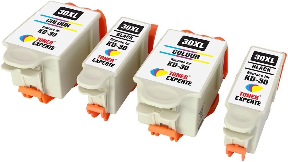 TONER EXPERTE 4 XL Compatible Kodak 30XL (30B 30CL) Premium Ink Cartridges for Kodak ESP 1.2, 3.2