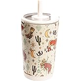 HydroJug Everyday Tumbler 14 oz – Ceramic-Lined Insulated Tumbler with Straw and Soft-Touch Lid, Cup Holder Friendly, Double-Wall Vacuum Insulation, Reusable Travel Cup – Rodeo