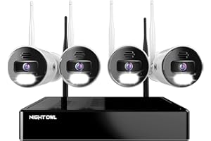 Night Owl Sp, Llc Night Owl 10 Channel Bluetooth Video Home Security Camera System with (4) Wi-Fi IP 4K HD Indoor/Outdoor Spotlight Cameras 2-Way Audio and 1TB Hard Drive, BTWN8-4L1