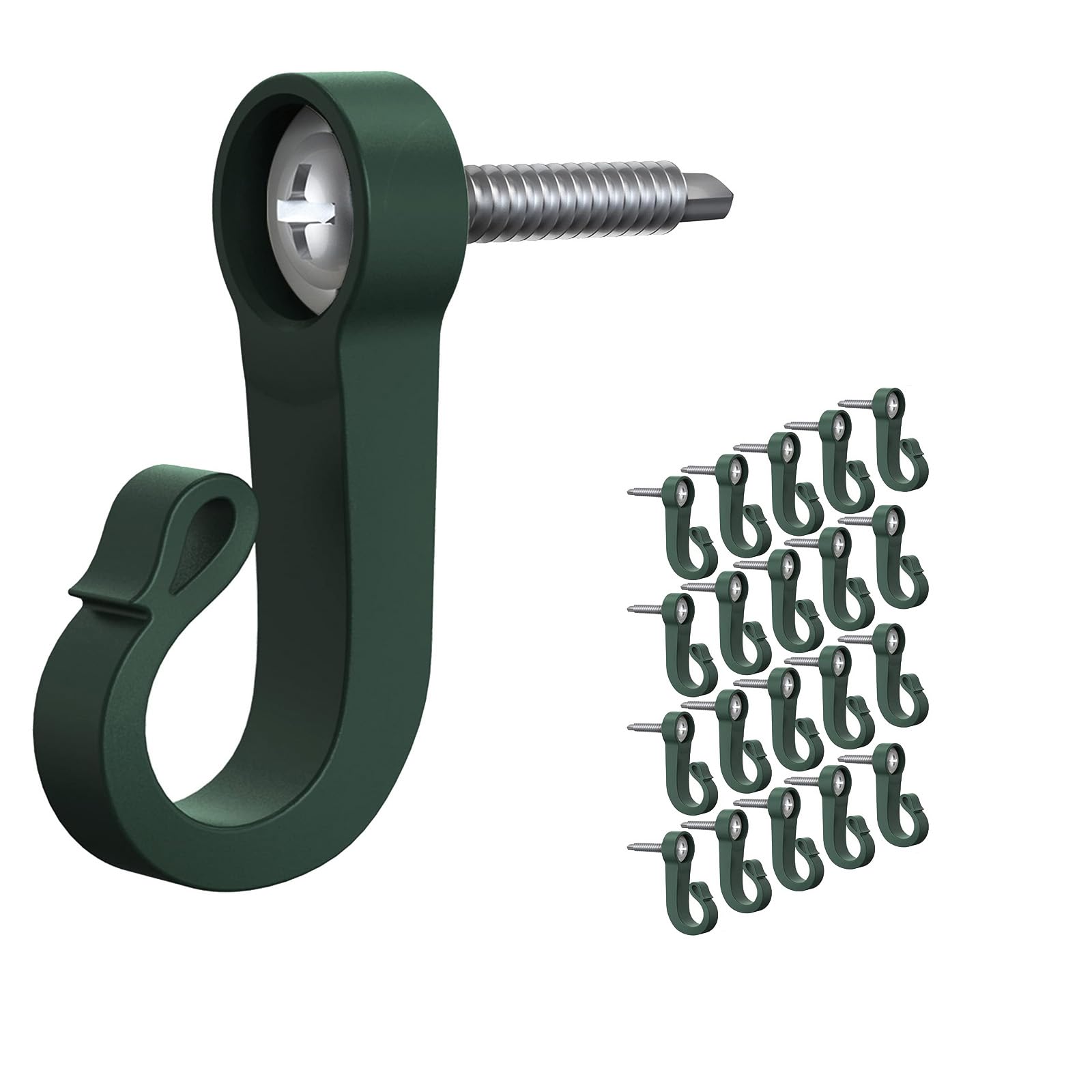 Ieron Q-Hanger 20pcs Screw-in Hooks with Anchors for LED Light Strip Basket Hanging Decoration Indoor & Outdoor - Green, Plastic