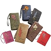 BYFDIY Custom Women Wallet Wristlet Personalized Birth Flower & Name Soft Leather Wallet Coin Purse Card Holder for Women Customized Gifts for Birthday Christmas Mother's Day