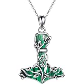CUPENDA Thor Hammer Necklace 925 Sterling Silver Mjolnir Tree of Life Pendant Necklace Viking Vegvisir Jewelry for Women wife Mom