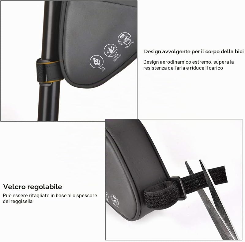 - borsa da sella per bicicletta, con riflettente, impermeabile, multifunzione, resistente agli strappi, per mountain bike, bici da corsa
