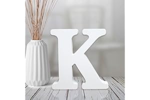 AOCEAN 4 Inch White Wood Letters Unfinished Wood Letters for Wall Decor Decorative Standing Letters Slices Sign Board Decoration for Craft Home Party Projects (K)