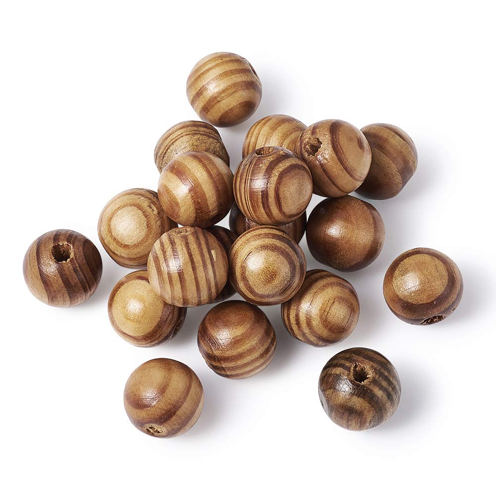 PandaHall 20Pcs Natural Round Wooden Beads 16mm Large Hole Burlywood Loose Spacer Beads for DIY Jewelry Making