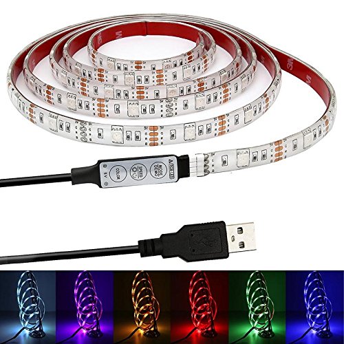 MSC USB Powered LED Light Strip,1M / 3.3FT RGB 60 * LED Lights 20 Colour Variations TV Backlight Background Lighting Built-in Controller RGB-Strip1m1pc