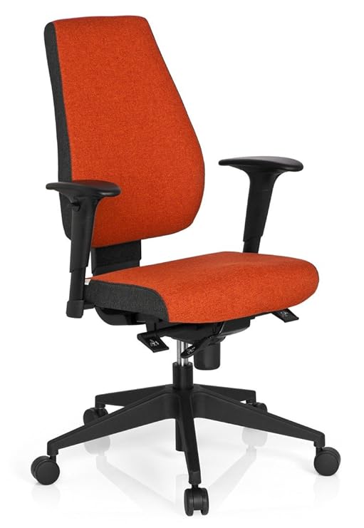 hjh OFFICE 608818 Bürostuhl Drehstuhl PRO-TEC 500 Stoff dunkelgrau rot, Bürodrehstuhl ergonomisch,sehr gute Polsterung, Rücke