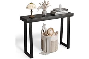 VINGLI 42.9" Black Console Table, Solid Wood Entryway Table, Narrow Sofa Table Behind Couch, Thin, for Living Room, Entrance, Hallway, Foyer, Bedroom, Office