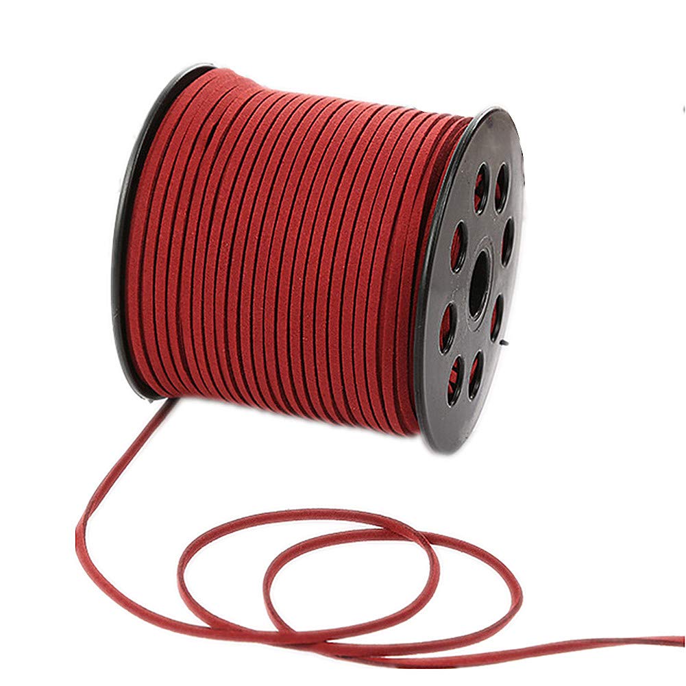 91 Meters Faux Suede Lace String Soft Beading Cord Thread Velvet Ribbons for Bracelet Necklace Bohe Headress Jewelry Making Dream Catchers Gift Wrapping Supplies(Burgundy)