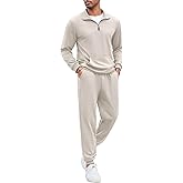 COOFANDY Men's Tracksuit 2 Piece Quarter Zip Sweatsuit Sets Casual Athletic Running Jogging Suits