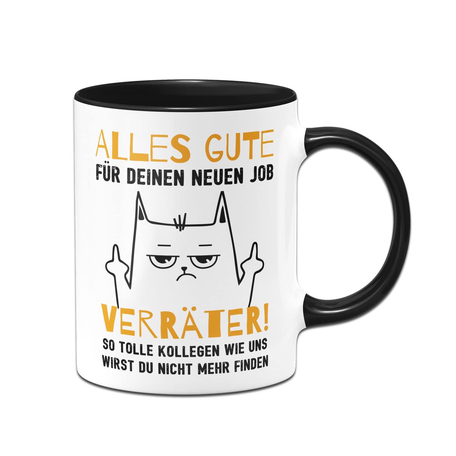 Tassenbrennerei Ceramic Mug with Saying Alles Gute für Deinen neuen Job - Geschenk zum Abschied - Job wechsel Abschiesgeschenk für Kollegen (Black)