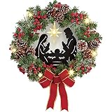 Collections Etc Lighted Nativity Scene Christmas Wreath