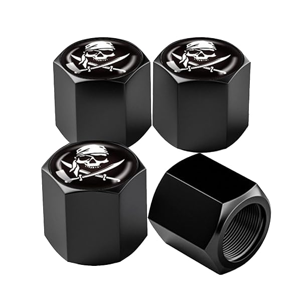 4 Black Aluminum Tire Wheel Air Stem Valve Caps Covers for Cars-Trucks-SU