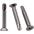 #12 x 2 (50 Pack) Stainless Steel Flat Head Self Tapping Screws Phillips Head Self Drilling Screws Sheet Metal Screws, 410 Stainless Steel
