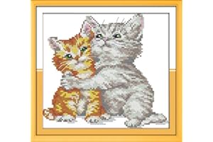Funcrostitch Counted Cross Stitch Kits for Beginners,14ct Unprinted Pattern Embroidery Kit Dmc Cotton Threads Needleworks for Adults-Love Each Other 8.3"X7.9"
