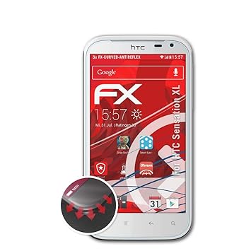 atFolix Schutzfolie passend für HTC Sensation XL Folie, entspiegelnde und Flexible FX Displayschutzfolie (3X)