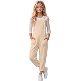 Xaatren Girls Overall Harem Jumpsuits | Wide Strap, Harem Pants, Loose Fit, Cuffed Hem, Long Pants with Pockets, School, for Girls 5-14 Years
