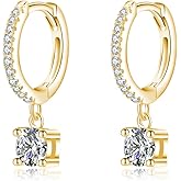 SLUYNZ Solid 925 Sterling Silver CZ Hoop Earrings for Women Teens Small CZ Hoop Earrings Huggie Drop