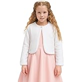 Lilax Girls Cozy Faux Fur Bolero Shrug Long Sleeve Crew Neck Dress Coat