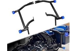 HCmotorku Motorcycle Saddle Bag Guards Crash Bars Fit for Harley Touring Electra Glide FLHT Street Glide FLHX Road Glide FLTRX Road King FLHR 2009-UP (Decorative Wheel Blue)