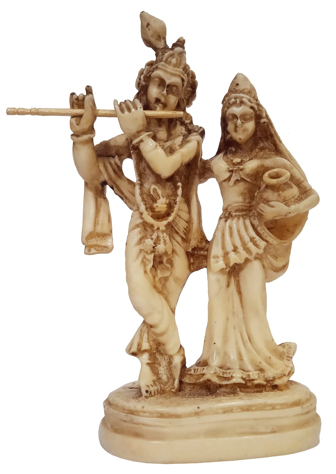 Purpledip Resin Idol Radha Krishna: Stone Finish Statue Pure Divine Couple (12399)