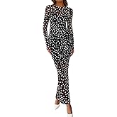 BTFBM Spring Dresses for Women 2026 2 Piece Set Long Sleeve Polka Dot Sexy Bodycon Mesh Dress and Slip Dress Wedding