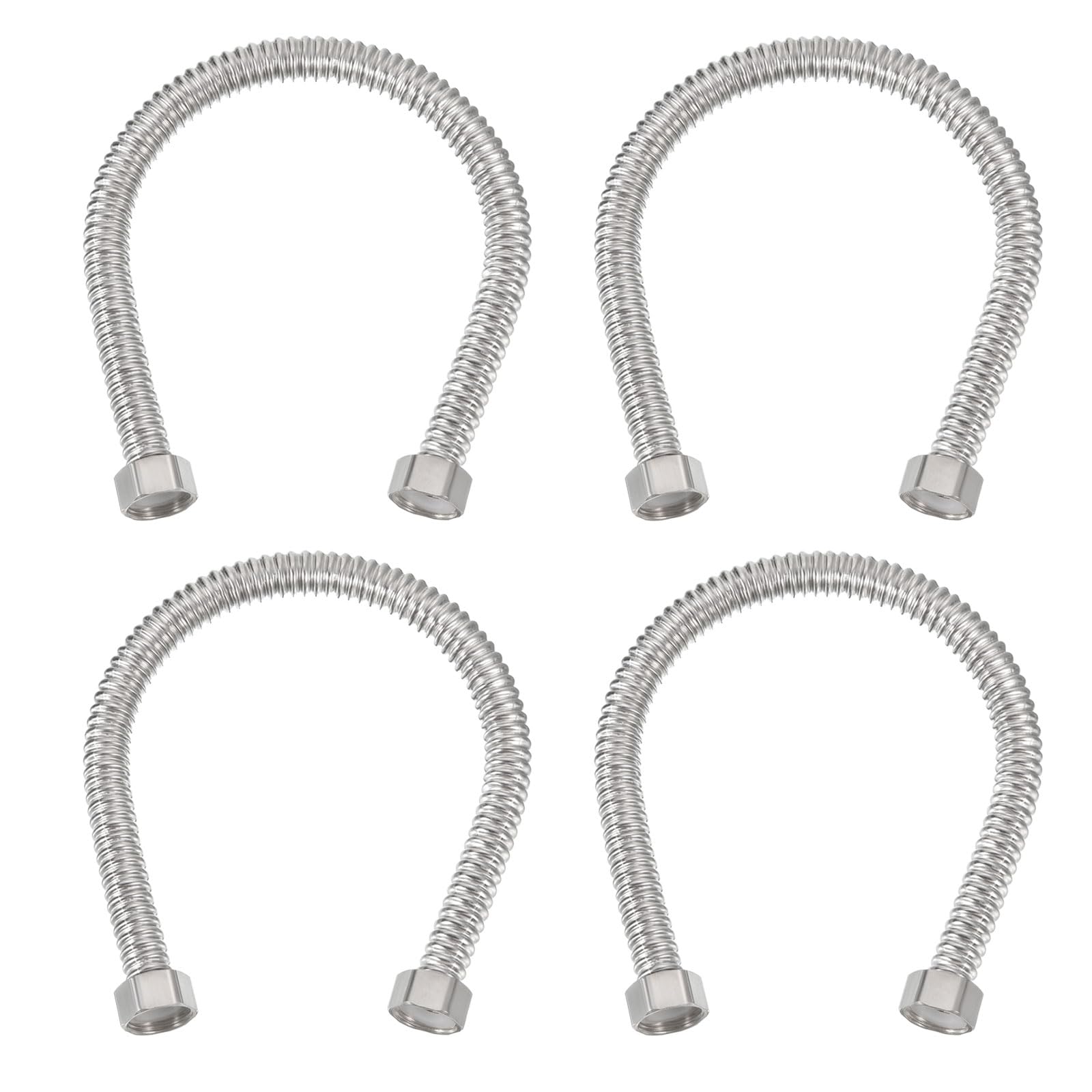 PATIKIL G1/2 x 15.75 Inch Flexible Stainless Steel Water Heater Hose, 4 Pack Durable Corrugated Water Heater Connector Hose for Water Pipes Fitting