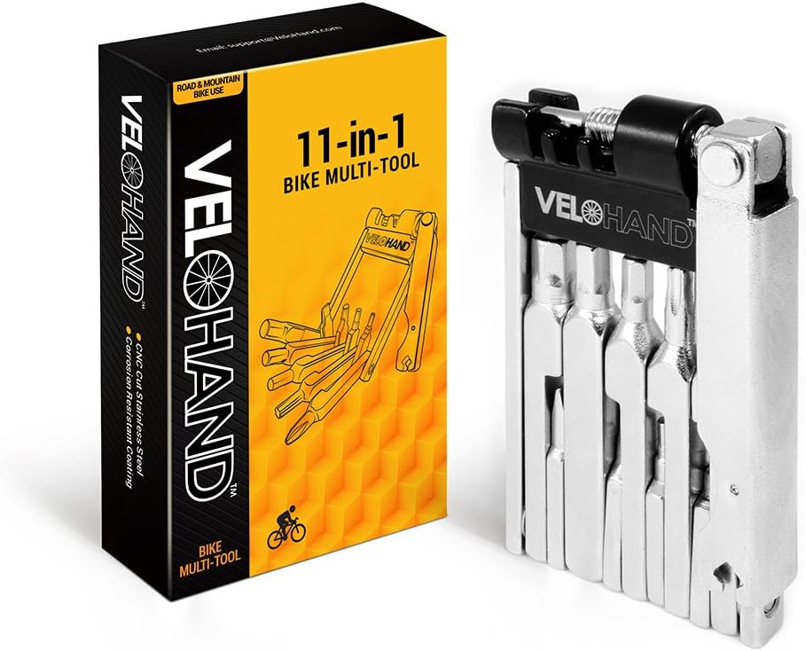 Bike Multitool 11 in 1. Lightweight, Compact & Strong Bicycle Repair Multi Tool With Hex Wrenches, Screwdrivers, Chain Breaker, and Spoke Wrench. Fixes Most Common Bike Repairs At Home Or On Your Ride