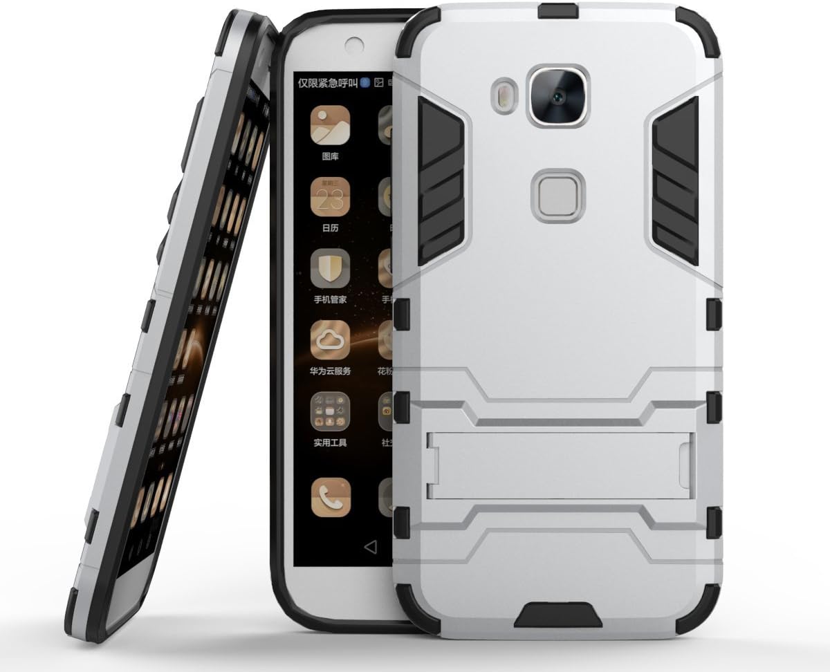Huawei GX8 Case,Huawei G8 Case,Huawei G7 Plus Case, CHcase Huawei G7 Plus/G8/GX8 Cover - Full Body Shock Resistant Armour Case -High-Tech Look -Dual Layer -Kickstand for Huawei G7 Plus/G8/GX8 -Sliver